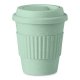 Single wall tumbler ● made of bamboo fibre and PP plastic ● with a lid and grip.