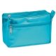 Cosmetic bag ● with double zipper ● has a shiny coating.